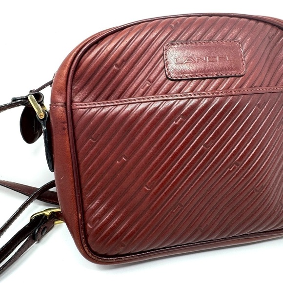 Lancel Vintage Burgundy Leather Crossbody Bag – Boxy Parisian Chic - Picture 2 of 9